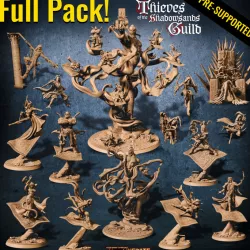 $70.00FULL PACK! ALL THIEVES of the Shadowsands Guild[Display piece (Great Djinn + 7 Heroes + Queen) + Regular-sized Djinn + Sly the Pusher + Runners]