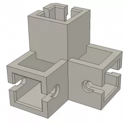 A 3-way corner bracket for 2020 aluminum extrusion