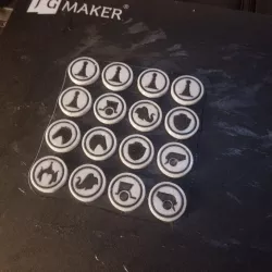 Iconified Chinese Chess set for dual material or single nozzle 3D printers