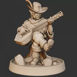 KICKSTARTER FREE ''Halfling Bard" Presupported 3D Model
