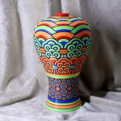 Korean traditional vase_Dancheong pattern (Multi color)