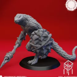$1.99Lizardfolk with Shield - Tabletop Miniature (Pre-Supported)