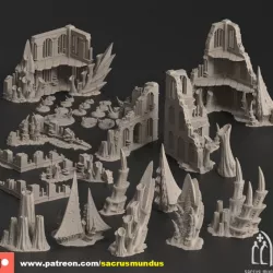 $17.95Tulipa, The Infested World. 3d Printing Designs Bundle. Alien Tyranid Scifi Ruins. Terrain and Scenery for Wargames