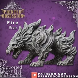 $4.50Fire Bear - Elemental Creature - PRE SUPPORTED - D&D - 32mm scale