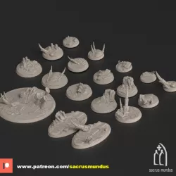 $7.95Tulipa, The Infested World. 3d Printing Designs. Alien, Xenos Spore Tyranid Round / Oval Bases Set for Wargames
