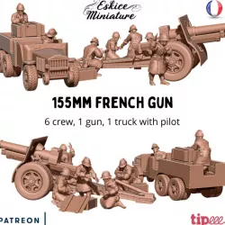 $9.99155mm gun + tractor - French army WW2 - 28mm for wargame