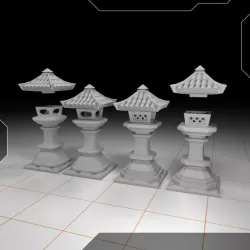 Japanese style lamps for Tabletop / Bord Games or decoration with cutouts for LEDs