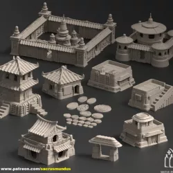 $17.95Lontan. Commercial Haven. Printing Designs Bundle. Futuristic / Oriental / City / Scifi Buildings. Terrain and Scenery for Wargames