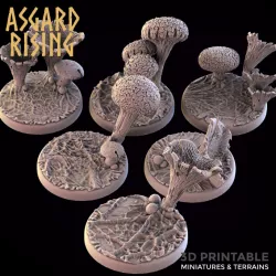 $3.006 x Round Bases 25mm Fungi Forest Theme - PRESUPPORTED