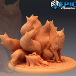 $3.90Nine Tailed Fox Spirit Sitting / Kitsune / Japanese Yokai