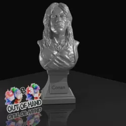 $4.50Arnold Schwarzenegger as Conan The Barbarian - head bust and Base