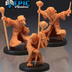 $8.90Birdfolk Wizard Set / Bird Sorcerer / Raven Folk Magician / Hooded Tengu Collection