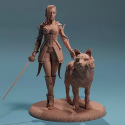$9.00The Dark Elfess Girl female and her wolf Print 3D print model