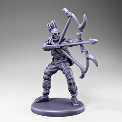 Skeleton - Armored Archer - Bone Longbow - Bowstring Drawn Right + Blank Base