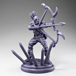 Skeleton - Armored Archer - Bone Longbow - Bowstring Drawn Right + Stakes Base