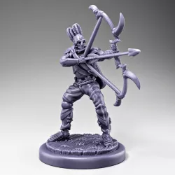 Skeleton - Armored Archer - Bone Longbow - Bowstring Drawn Right + Wood Planks Base
