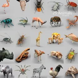 25 Animals - Original Low-poly  3D model