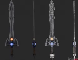 Hand Painted sword Low-poly  3D model