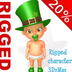 Leprechaun Baby Cartoon Rigged  3D model