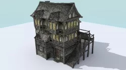 Medieval Town House Low-poly  3D model