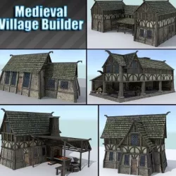 Medieval Village Builder Low-poly  3D model