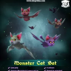 Monster Cat Bat Low-poly  3D model