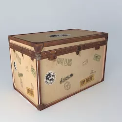 Old wooden trunk  3D model