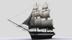 Sailboat  brig Low-poly  3D model