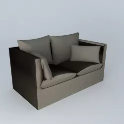 Small linen sofa 3D model