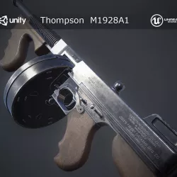 Thompson M1928A1 Submachine Gun Low-poly  3D model