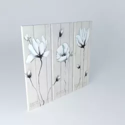 Triptych Canvas flower 3D model