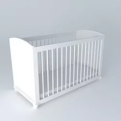 White cot with bars  3D model