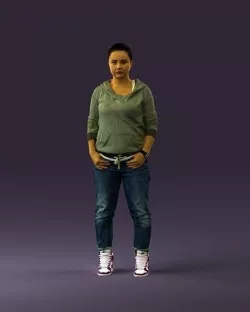 000975 dark woman in greenish hoodie 3D model