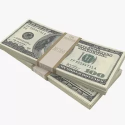 100 Dollar Bills Stack Low-poly 3D model