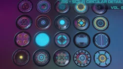 20 Scifi Circular Emission Decal Pack with BOUNCE light 2k RES Texture