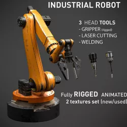  3D Industrial Robot 6 Axes mechanical Arm - 3 tools  3D model