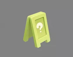 Cartoon Standing Plate - question mark Low-poly 3D model