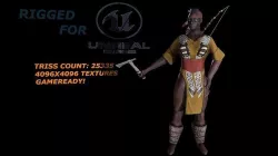 Cherokee female warrior Low-poly 3D model