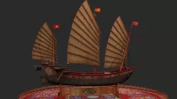 Chinese junk ship Low-poly 3D model
