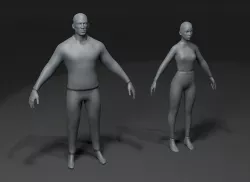 Clothed Male and Female Body Base Mesh 3D Model 10k Polygons Low-poly 3D model