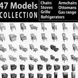 Collection Stoves Chairs Ottomans 47 3D models 3D model
