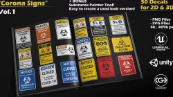 Corona Hazard Signs - 30 decal Textures - SP  Bonus tool  Texture