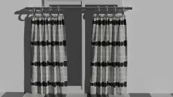 Curtain With Metal Bars 3D model