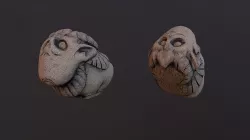 Double-sided statue ox and man Low-poly 3D model