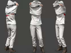 Girl takes off her hoodie 3D model
