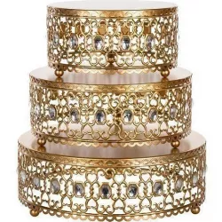 Gold Rhinestone Risers 3 Piece Cake Stand Set 3D model