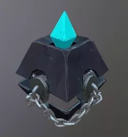 Hand painted chest with crystal for games Low-poly 3D model