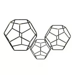 Iron Gold highlight Amin Geometric Orb Sculpture Set 3D model