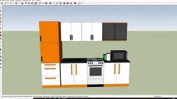 Kitchen set in orange 3D model