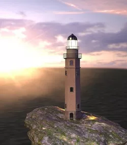 Lighthouse on the island Low-poly 3D model